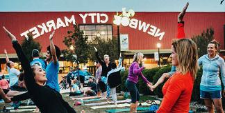 yoga outside of the NEWBO City Market